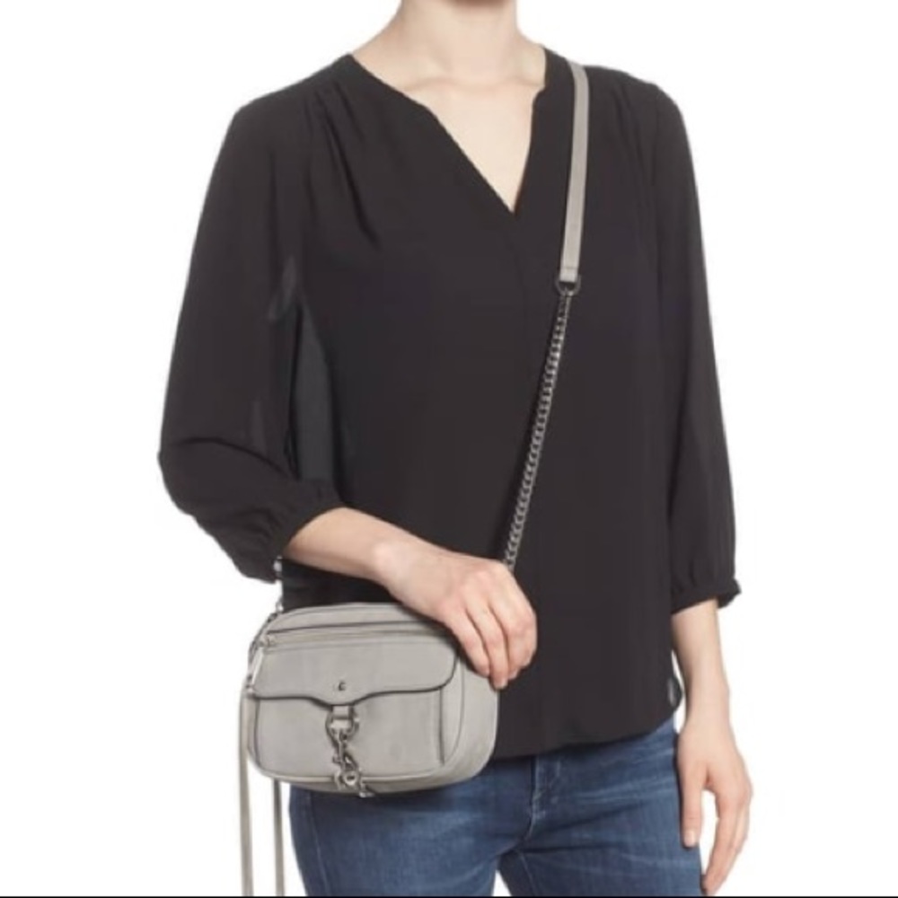 Rebecca Minkoff Blythe Grey Leather Crossbody - Picture 1 of 8